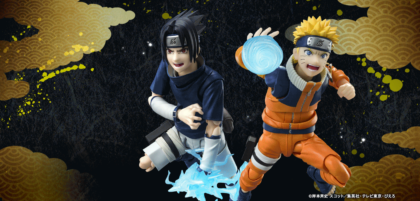 NARUTO-ナルト- フィギュア S.H.Figuarts(エス・エイチ・フィギュアーツ) うずまきナルト-意外性No.1のドタバタ忍者- うちはサスケ-うちはの血を宿す天才忍者-